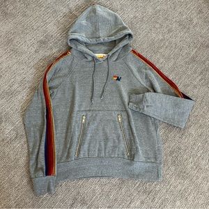 Exclusive Aviator Nation heather grey hoodie with velour stripe